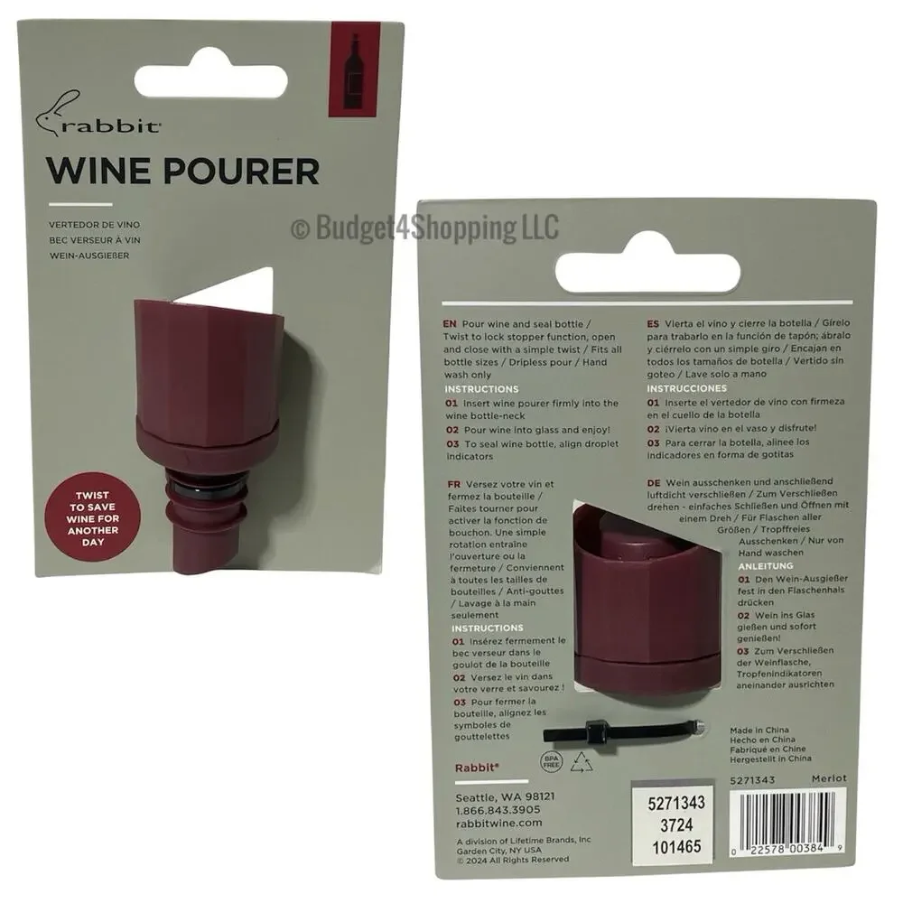 Rabbit Electric Corkscrew with Foil Cutter Base & Rabbit Wine Pourer Bundle